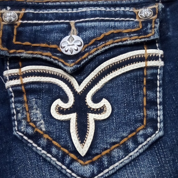 Rock Revival NWOT Women's 26 Skinny Flo Embellished Faux Leather Distressed - Picture 6 of 12